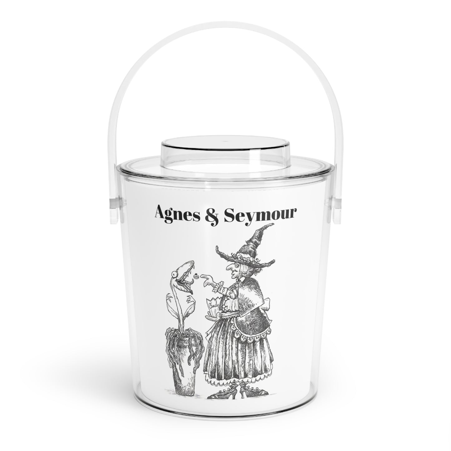 "Agnes the Witch & Seymour the Hungry Houseplant" - Halloween Ice Bucket with Tongs