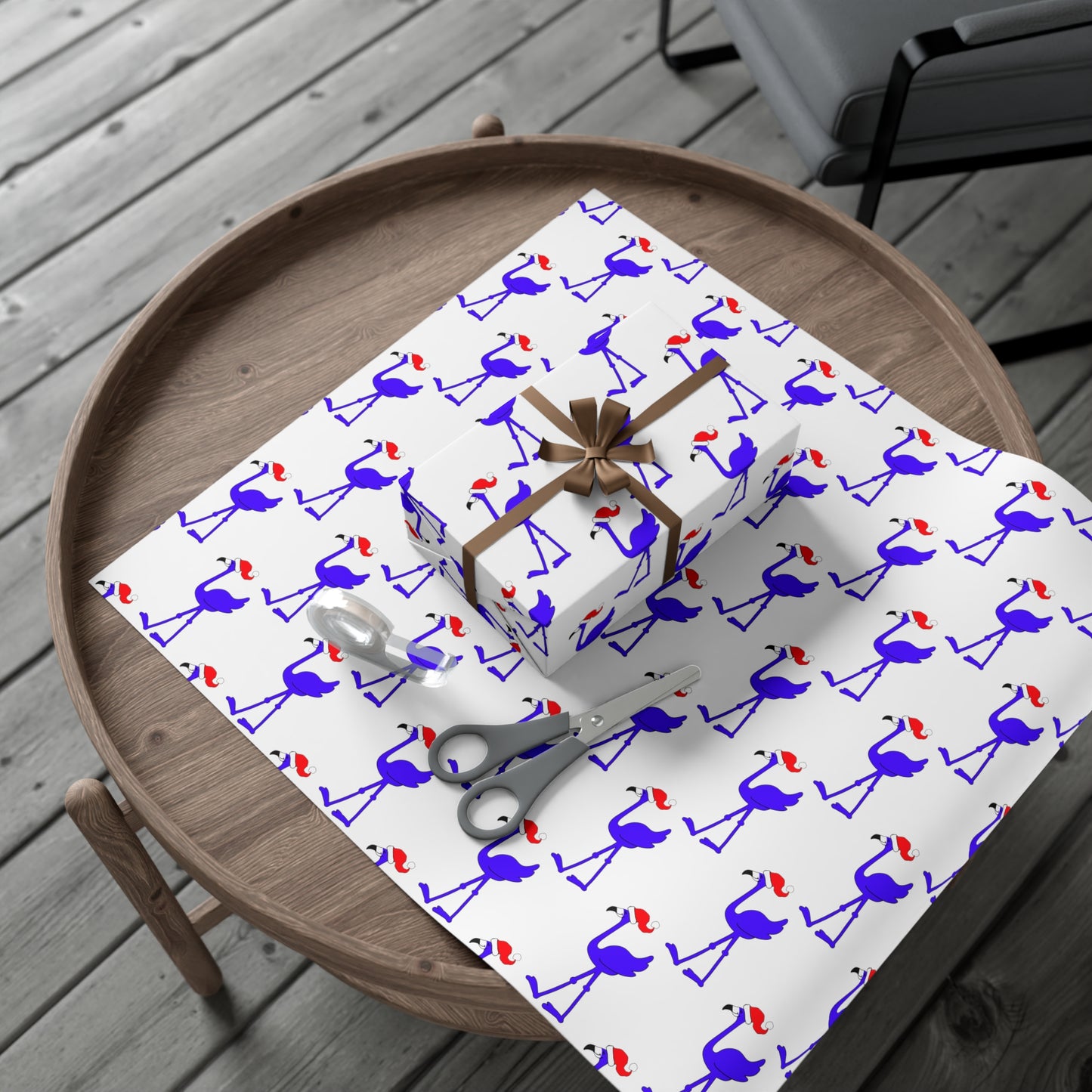Lu Lu the Blue Flamingo Festive Gift Wrap