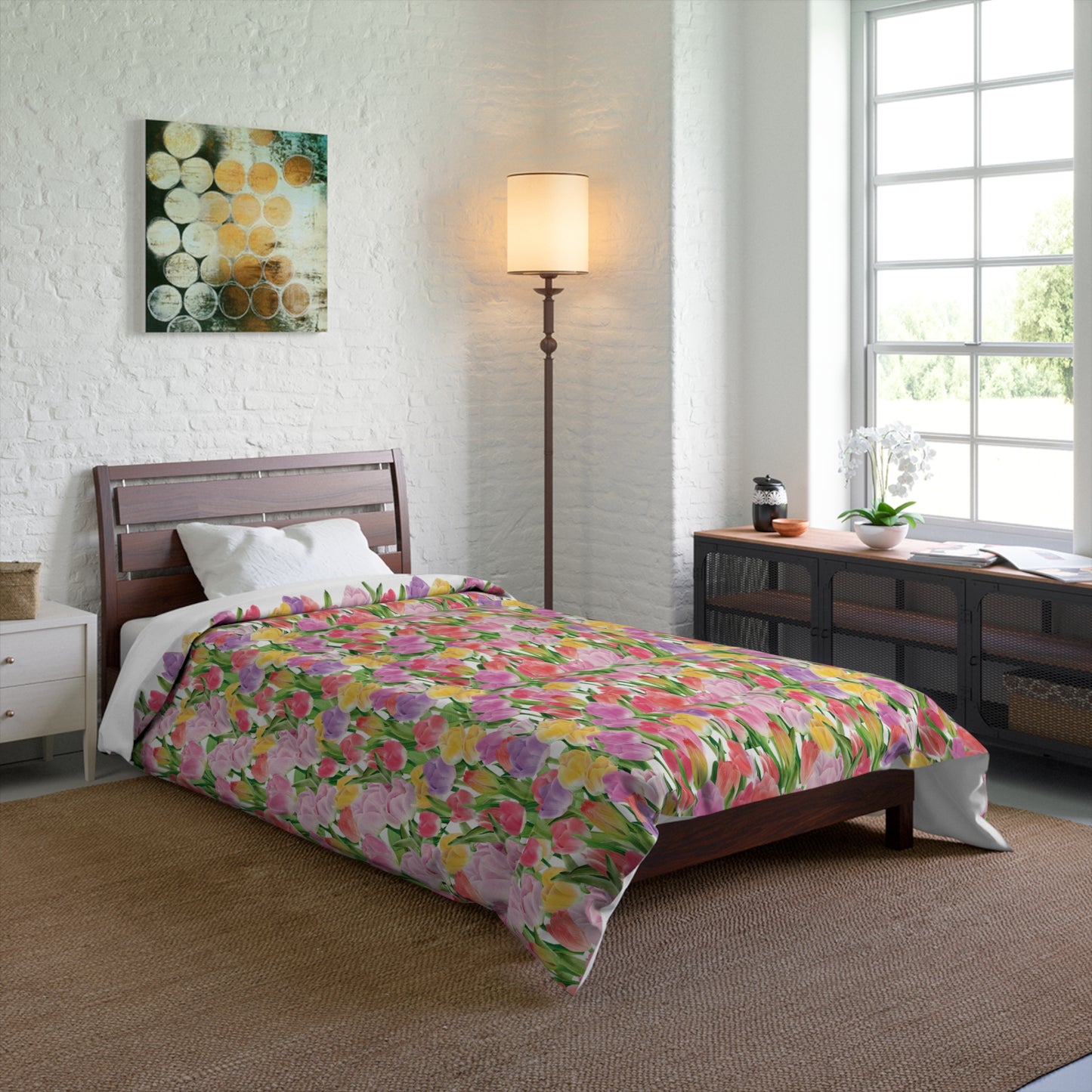 Tulip Sunrise Bed Comforter with White Accents - The Tulip Sunrise Collection by Miss Daisy