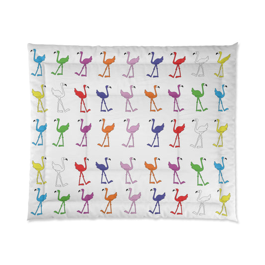 Rainbow Flamingo Club Bed Comforter by Lu Lu