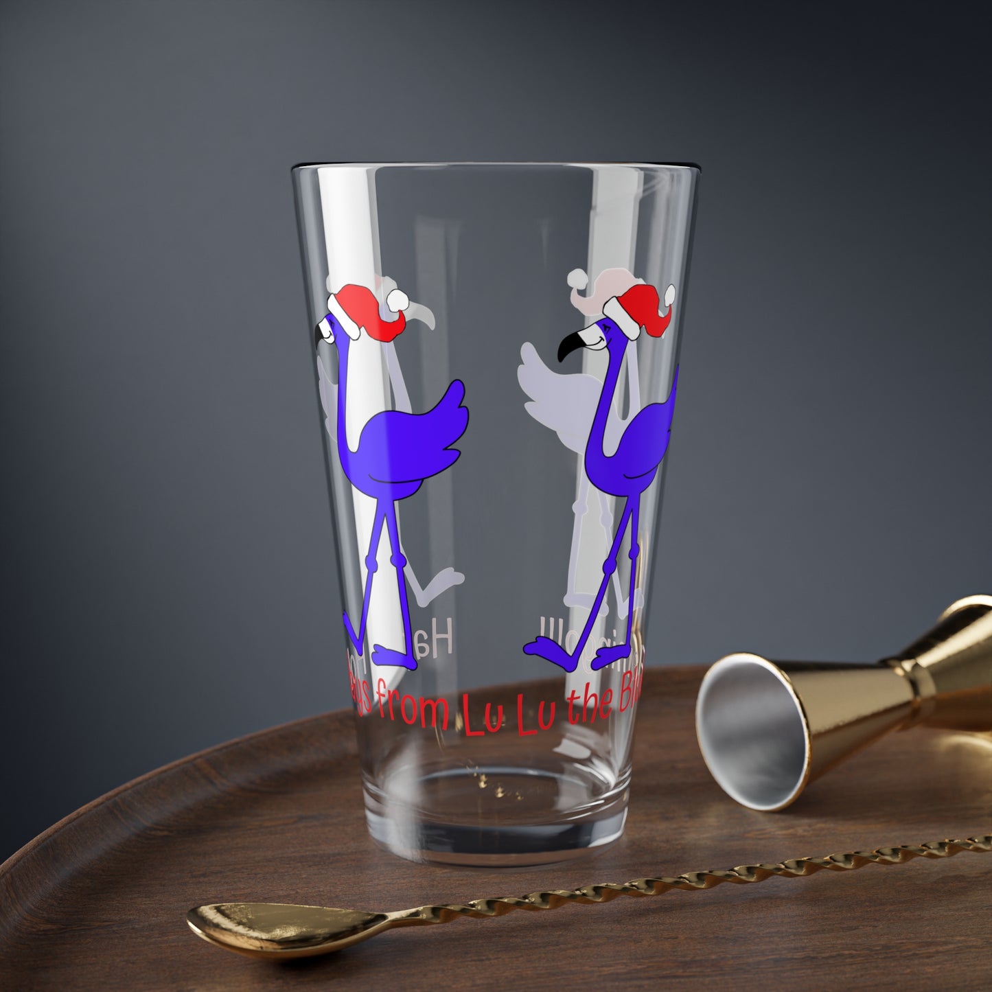 Lu Lu's "HAPPY HOLIDAYS!!!" 16oz Shaker & Serving Glass Cup