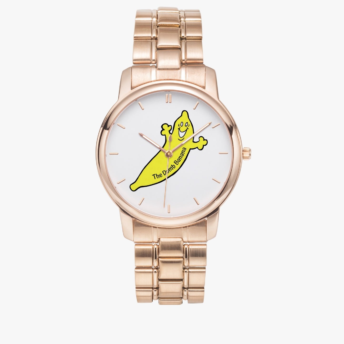 The Classic DUMB BANANA Stainless Steel Quartz Unisex Watch with Indicators & Folding Clasp