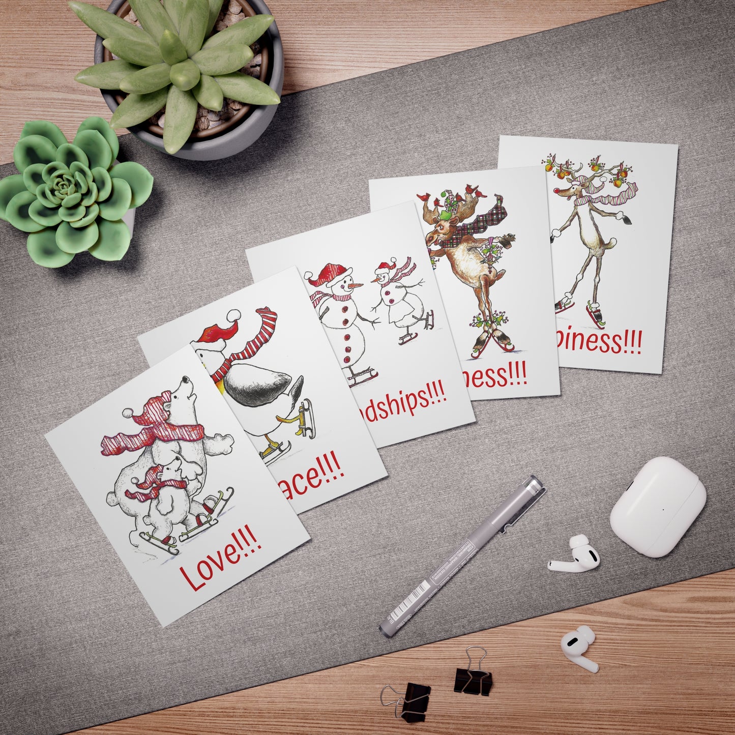 Friends of Santa's Christmas Greeting Card Set (5-Pack Multiple Designs)