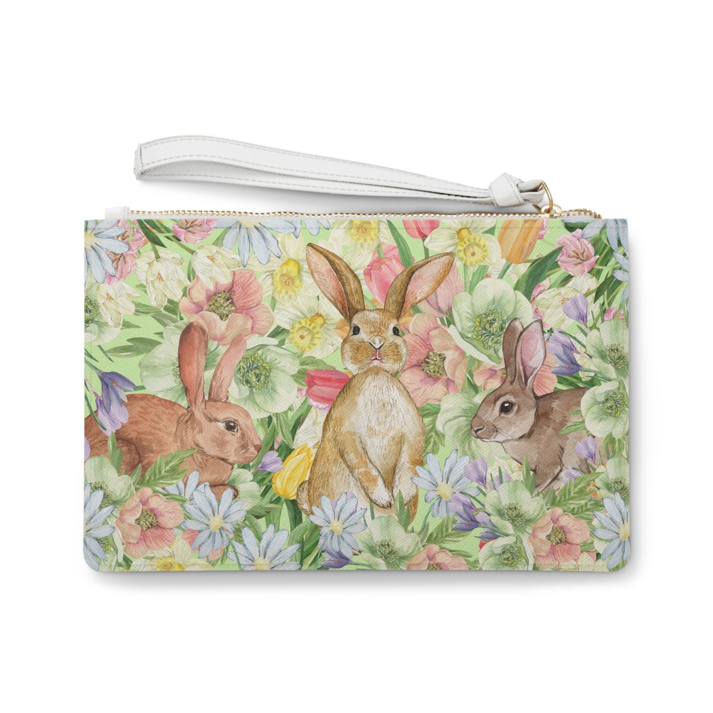Spring Floral & Rabbits Clutch Bag by Miss Daisy