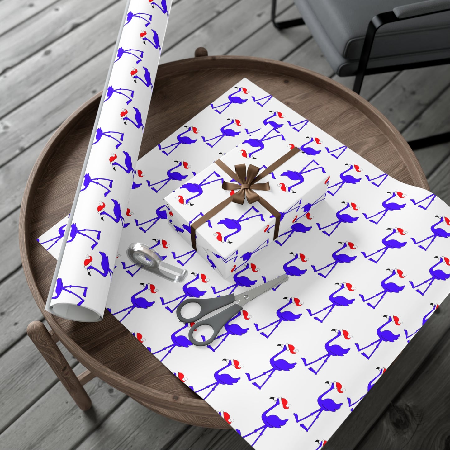 Lu Lu the Blue Flamingo Festive Gift Wrap