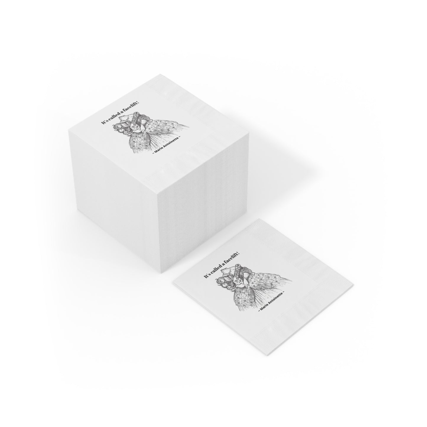 Headless Marie Antoinette - "It's called a facelift!!!" Halloween White Coined Napkins