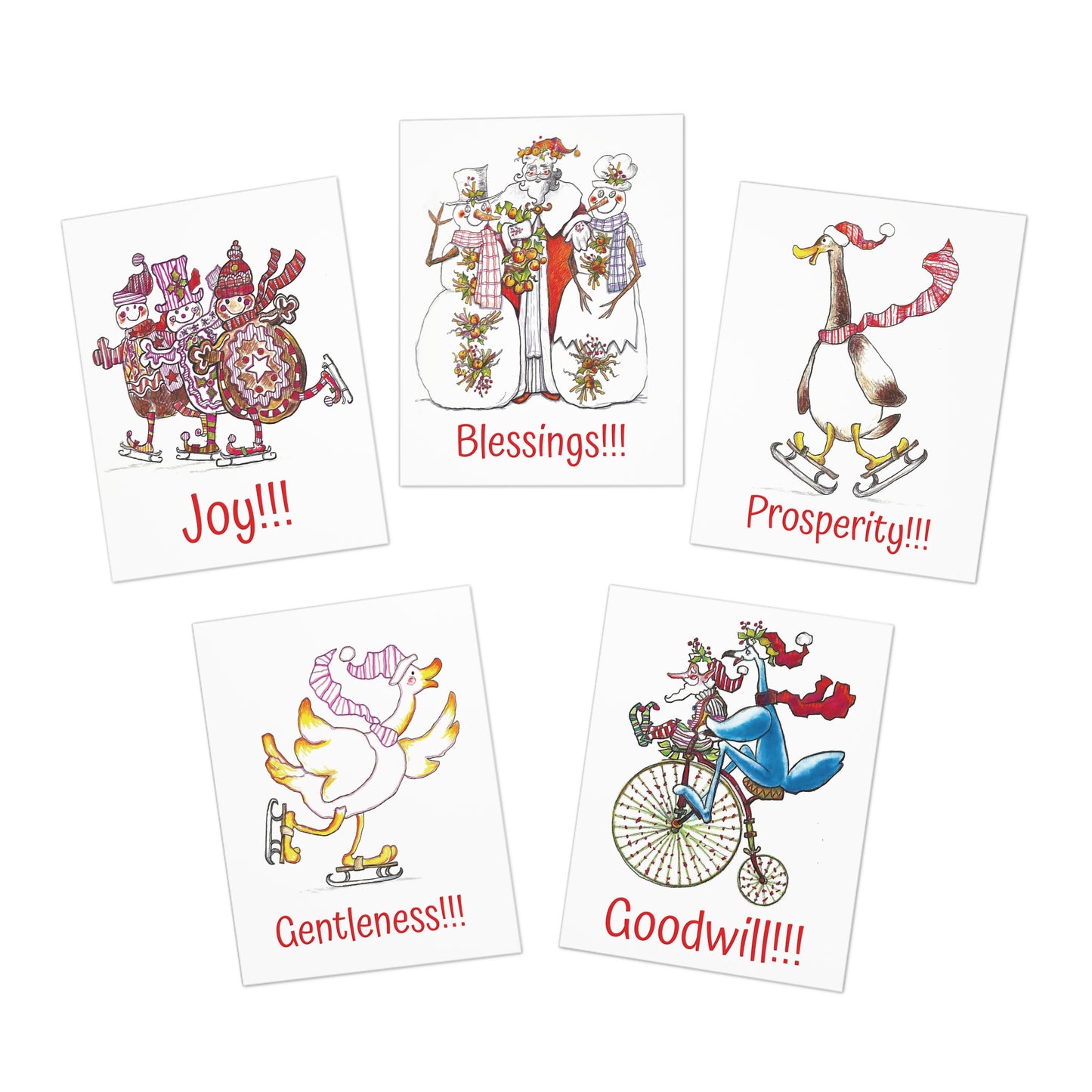 Christmas Greeting Card Set from Santa and Friends (5-Pack Multiple Designs)