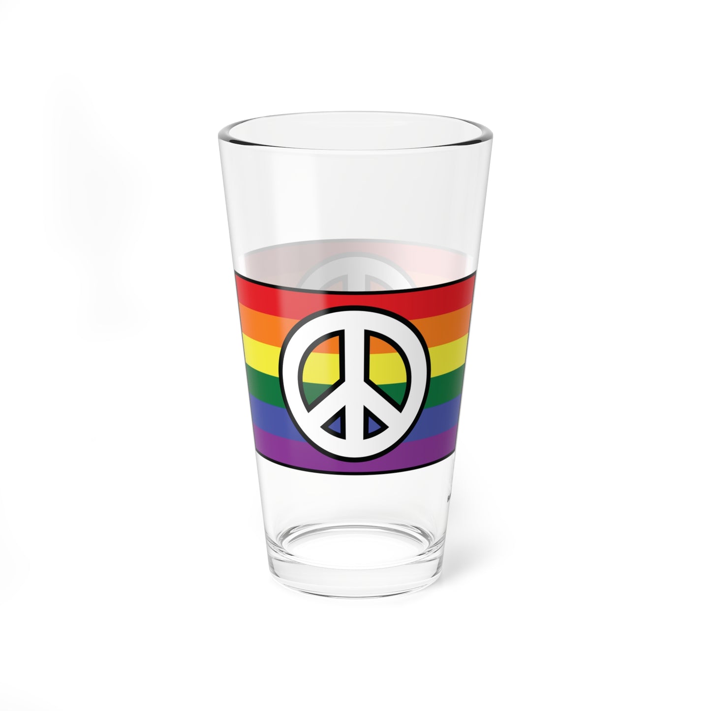 Rainbow Flag & Peace Sign 16oz Glass & Shaker Cup