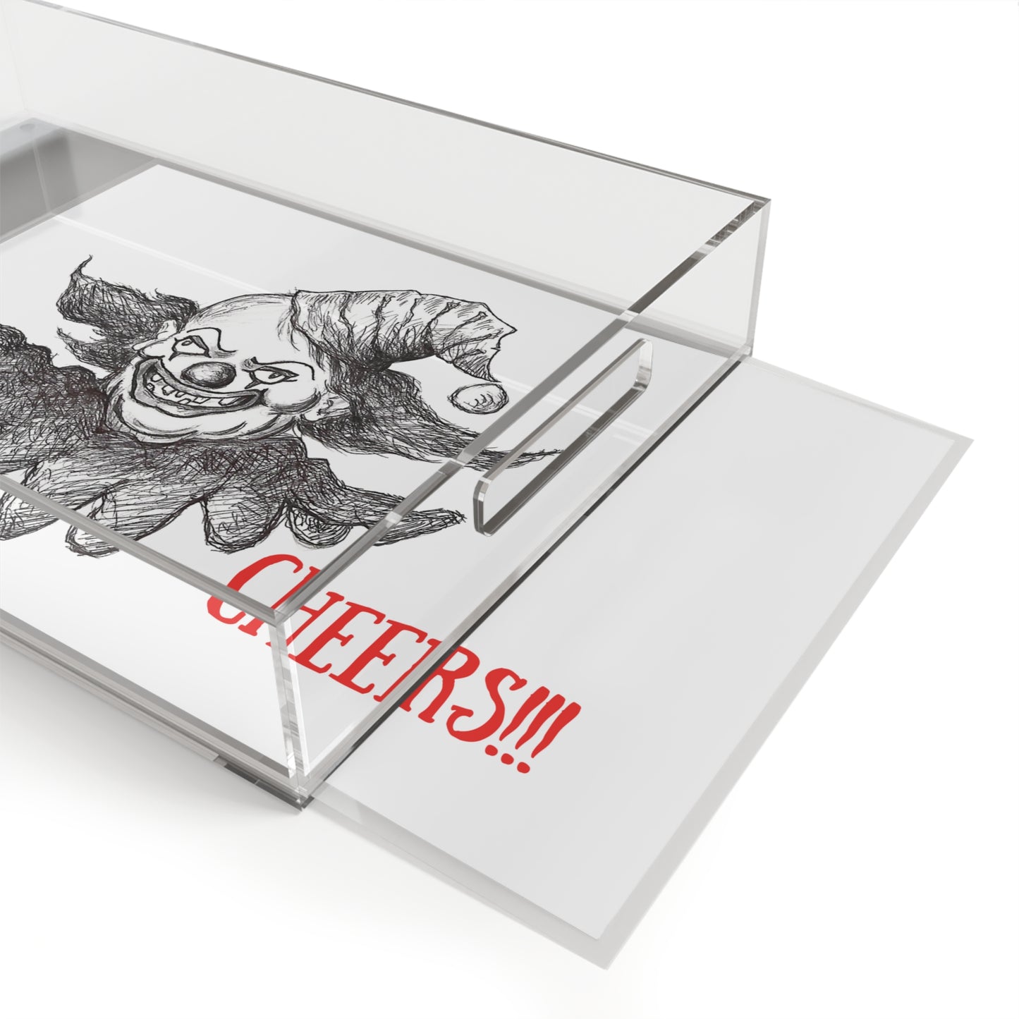 "Cheers!!!" - Halloween Circus Clown Acrylic Serving Tray