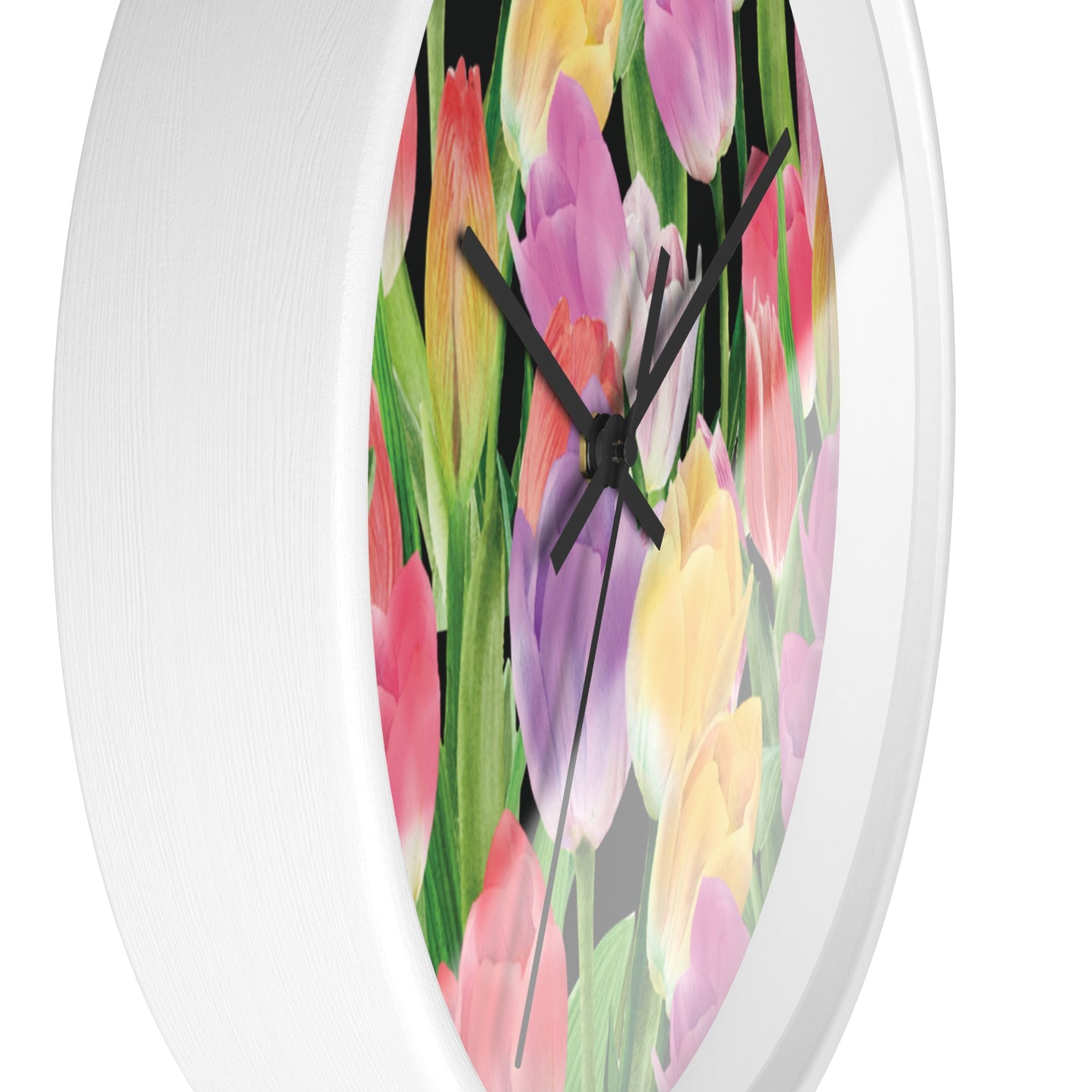 Tulip Sunrise Wall Clock with Black Accents by Miss Daisy