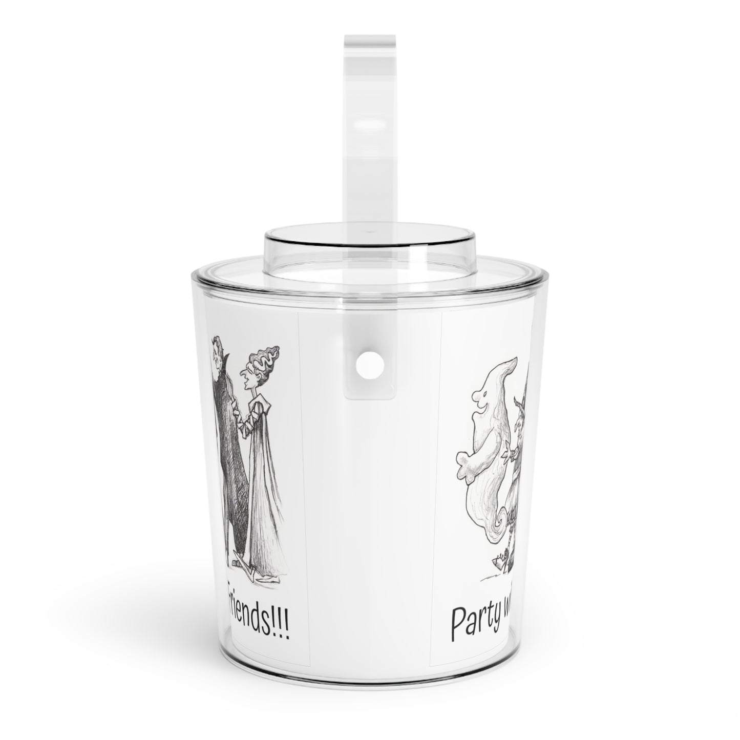 "Party with friends!!!" - Halloween Monsters Ice Bucket with Tongs