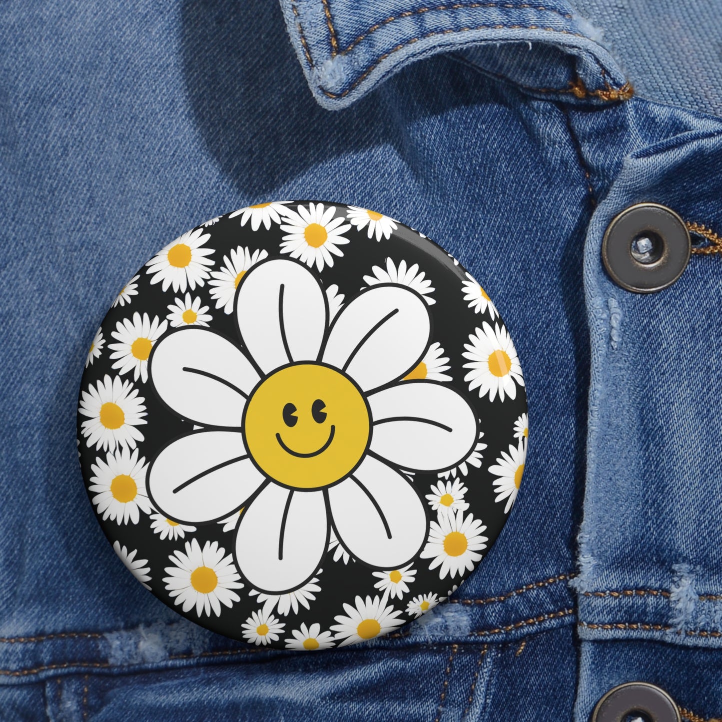 The Happy Daisy 3 Inch Pin Button by Miss Daisy