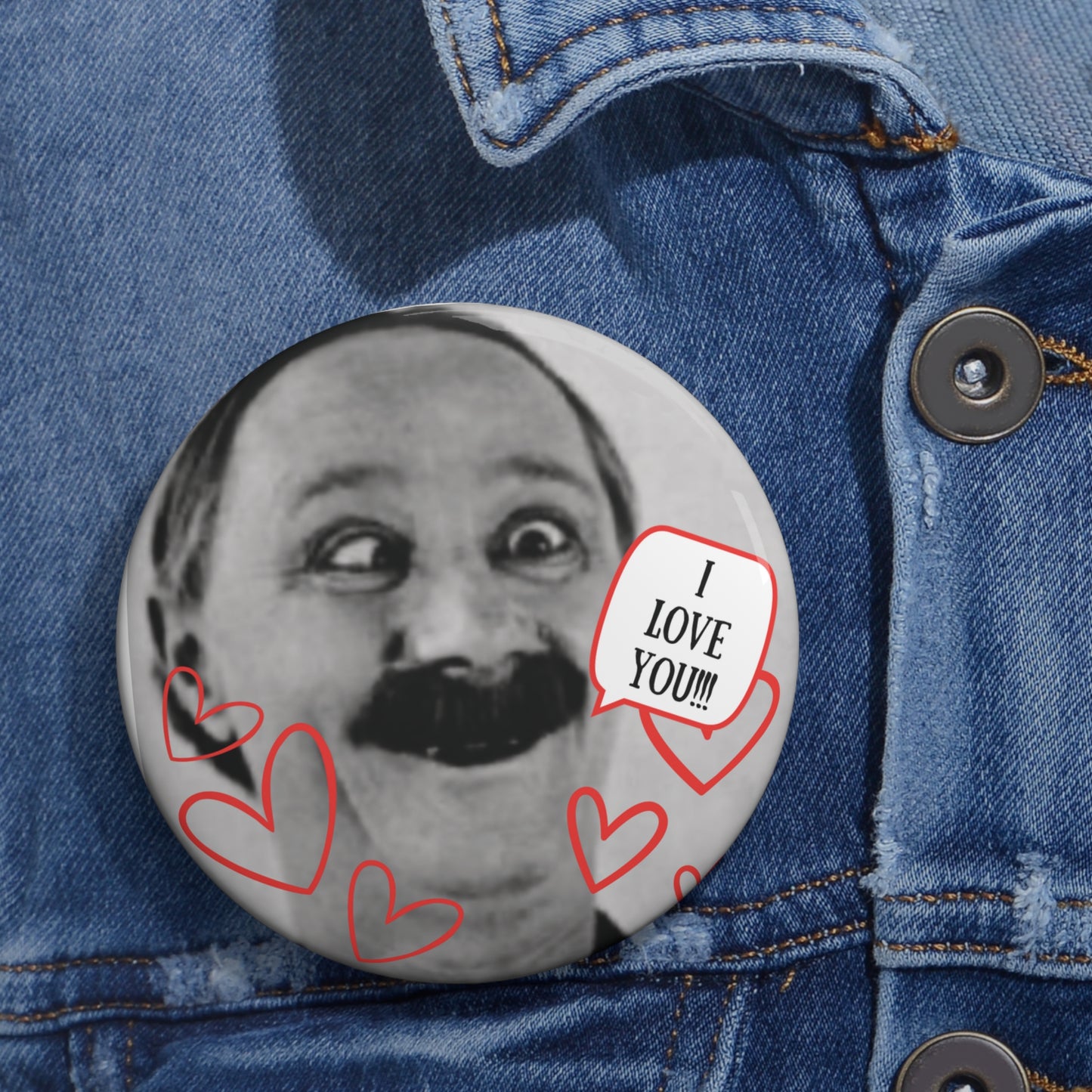 Vintage "I Love You!!!" Valentine Pin Button