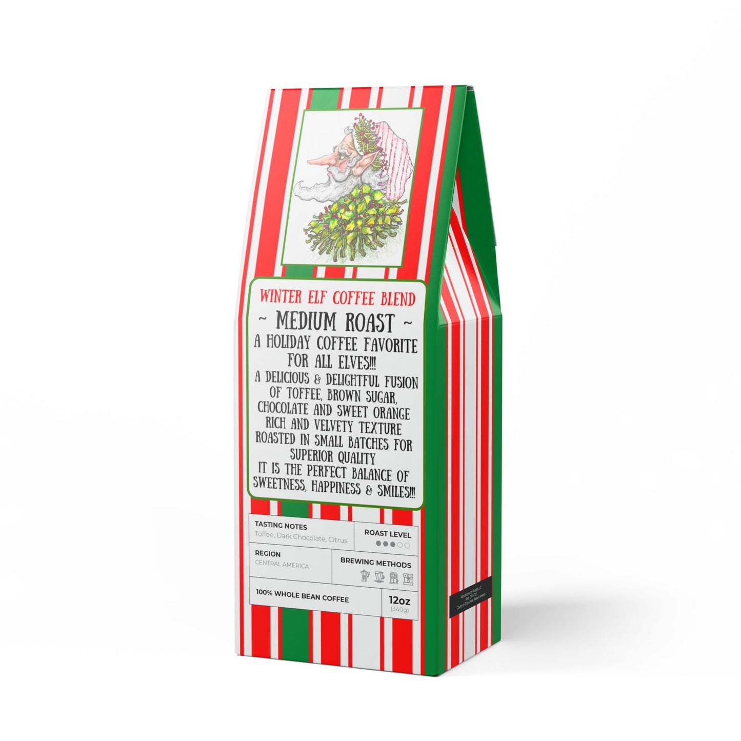 Winter Elf - Medium Dark Roast Holiday 12 oz Coffee Blend with Notes of Toffee, Brown Sugar, Chocolate & Sweet Orange