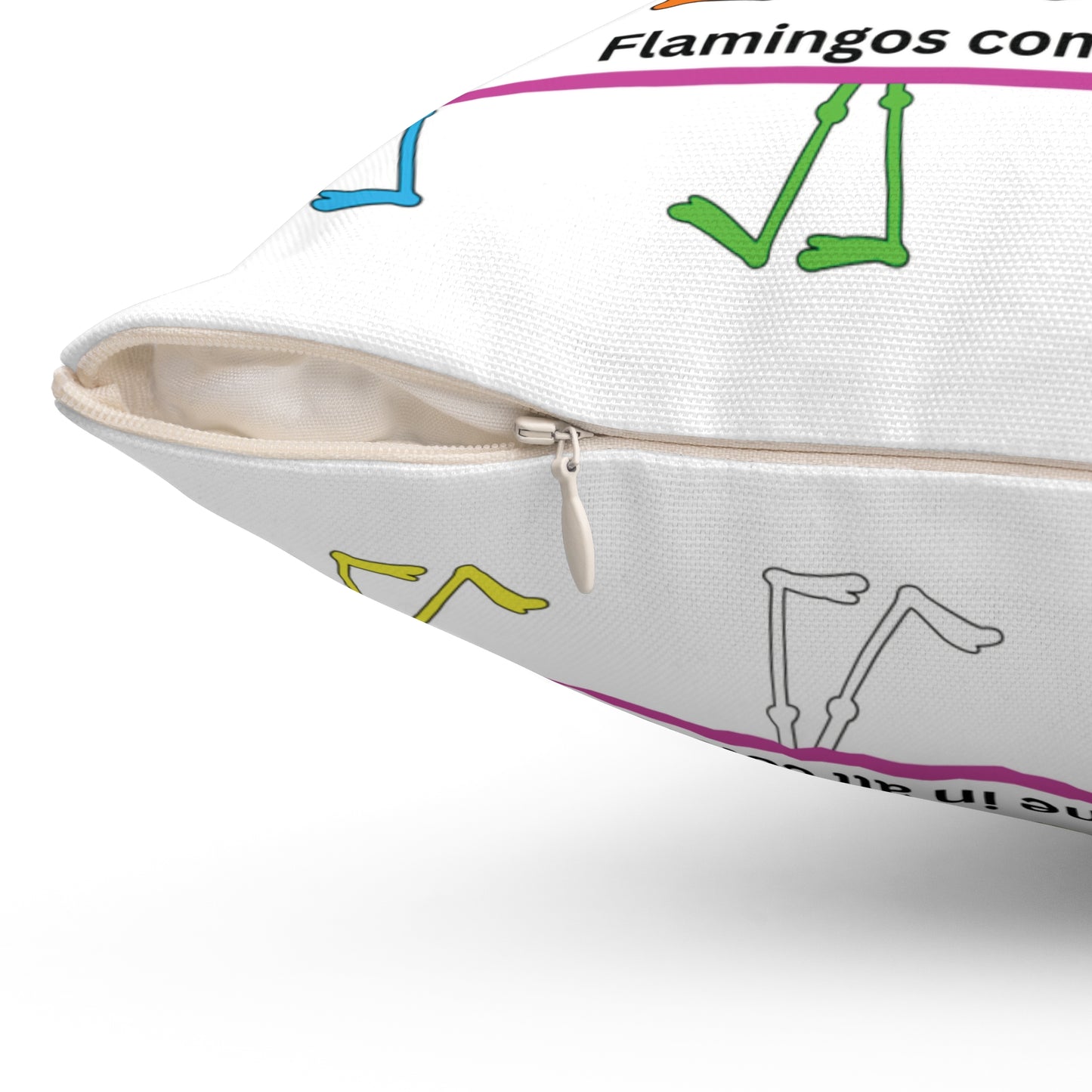 "Flamingos Come In All Colors" Accent Square Pillow by Lu Lu