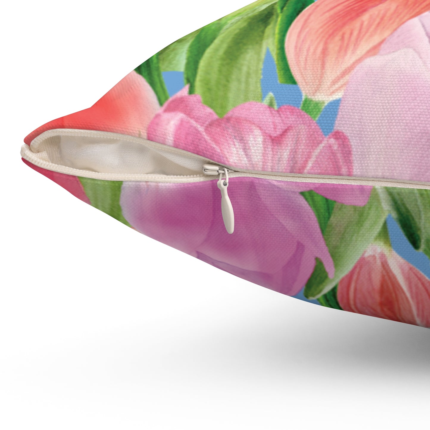 Tulip Sunrise 14"x14" Square Decorative Accent Pillow with Light Blue Accents - The Tulip Sunrise Collection by Miss Daisy