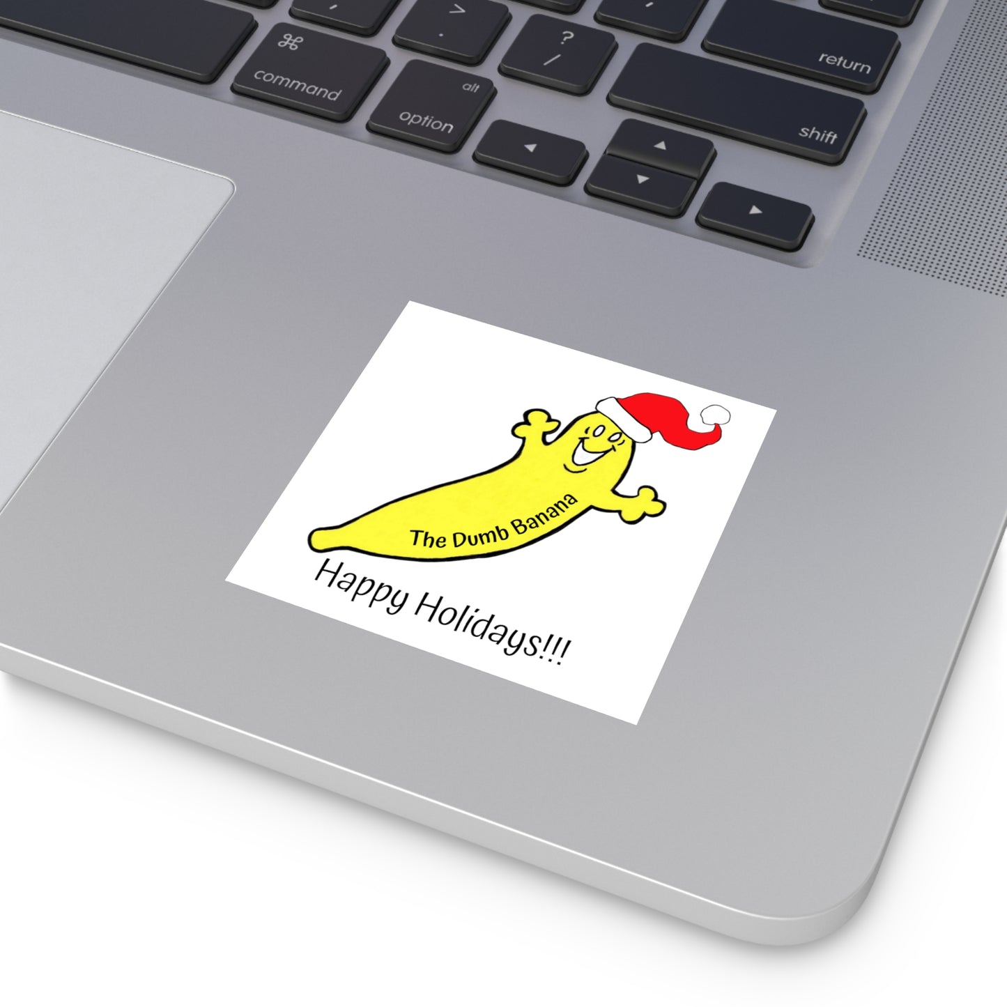 The Dumb Banana "Happy Holidays!!!" Square Kiss-Cut Christmas Sticker, Indoor & Outdoor