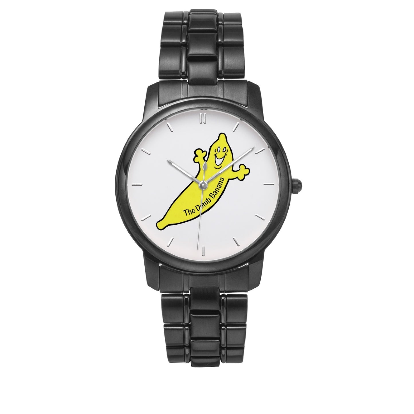 The Classic DUMB BANANA Stainless Steel Quartz Unisex Watch with Indicators & Folding Clasp