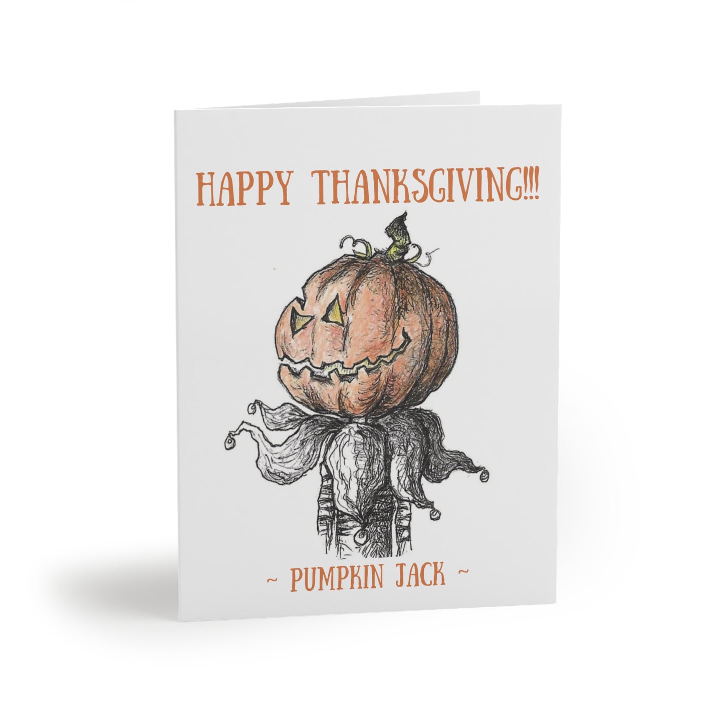 Pumpkin Jack's Happy Thanksgiving Holiday Greeting Cards (8, 16, and 24 pcs)