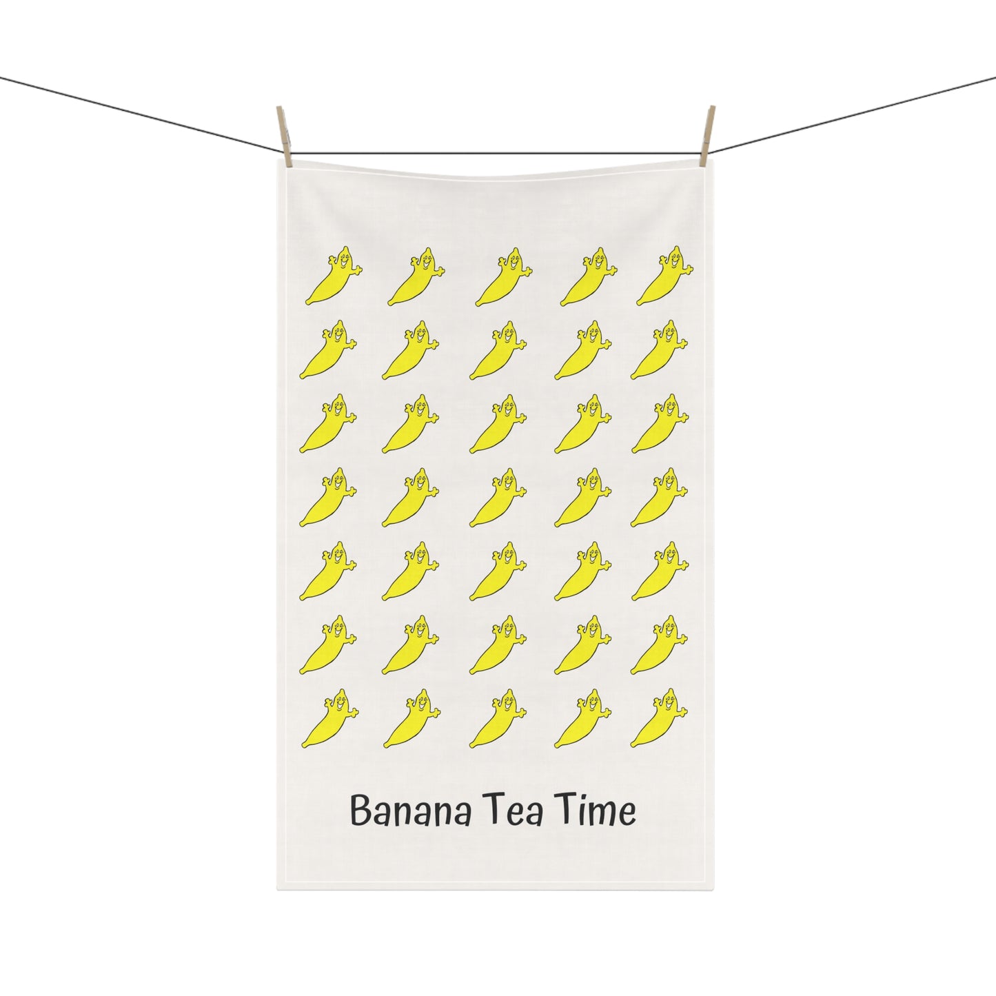 The "BANANA TEA TIME" Cotton Twill Kitchen Tea Towel by The Dumb Banana - Drinking tea has never been better!!!