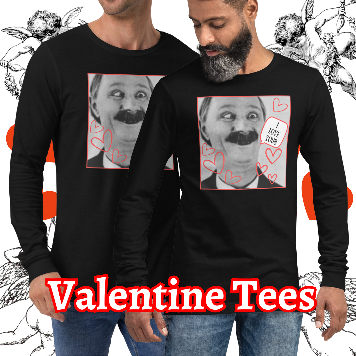Vintage "I Love You!!!" Valentine Unisex Long Regular Fit Sleeve Tee for Men