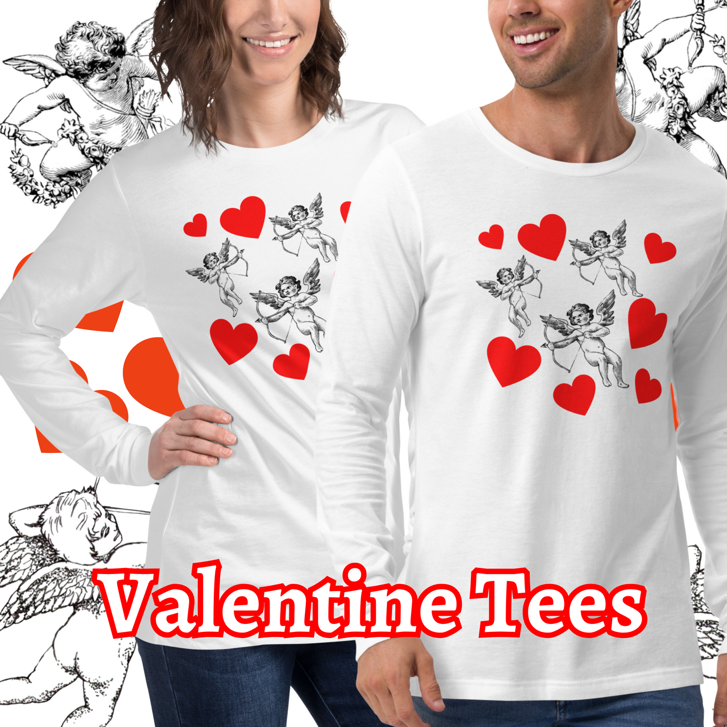 Cupid Valentine Unisex Long Sleeve Tee for Men & Women
