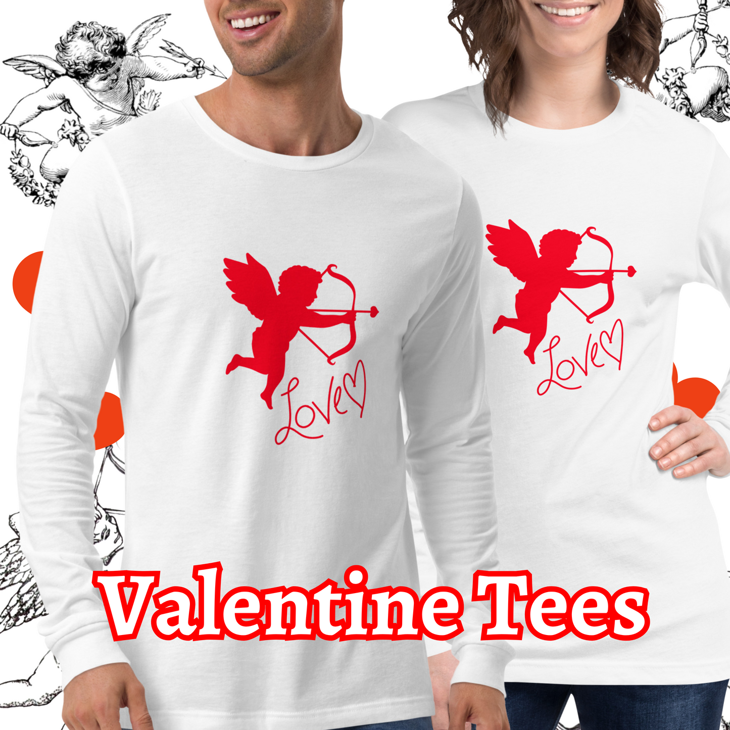 Cupid's "LOVE" Valentine Unisex Long Sleeve Tee for Men & Women
