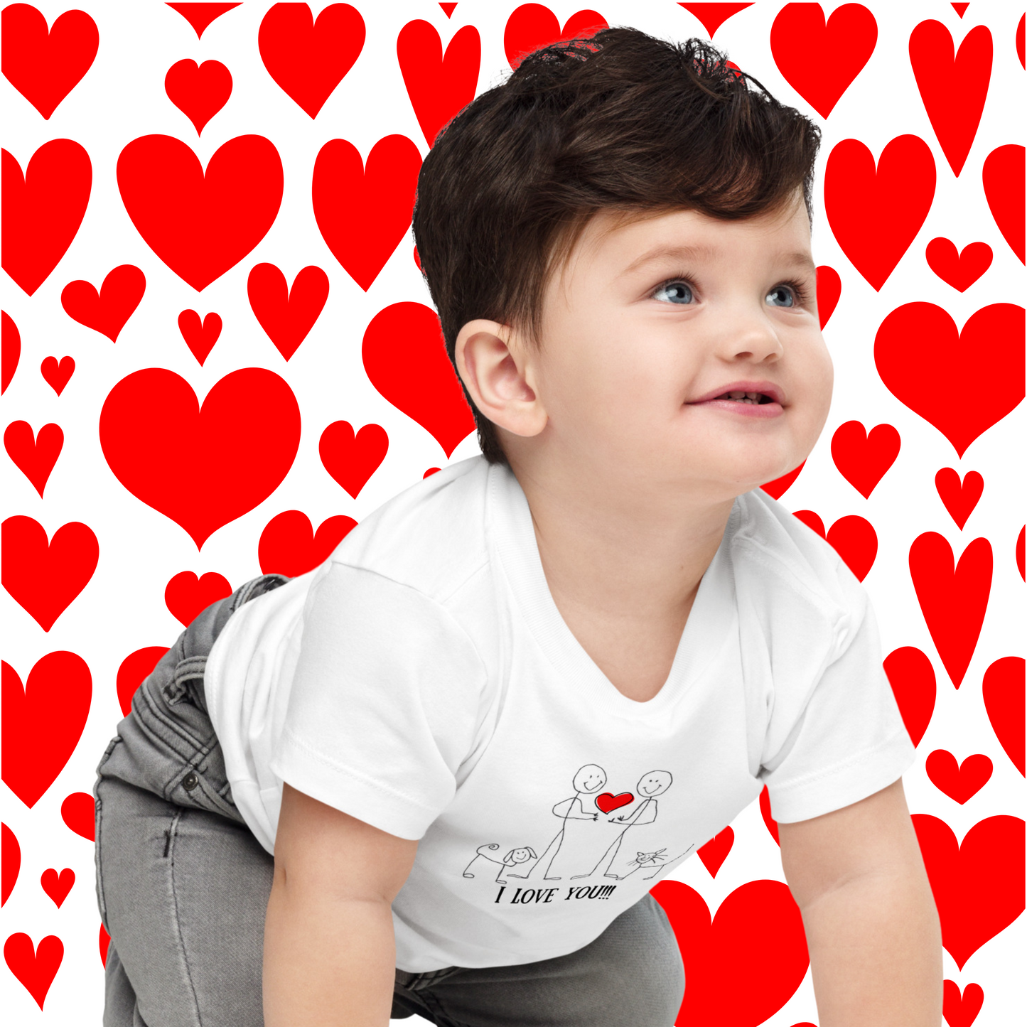 "I Love You" Valentine Baby Jersey Short Sleeve Unisex Tee
