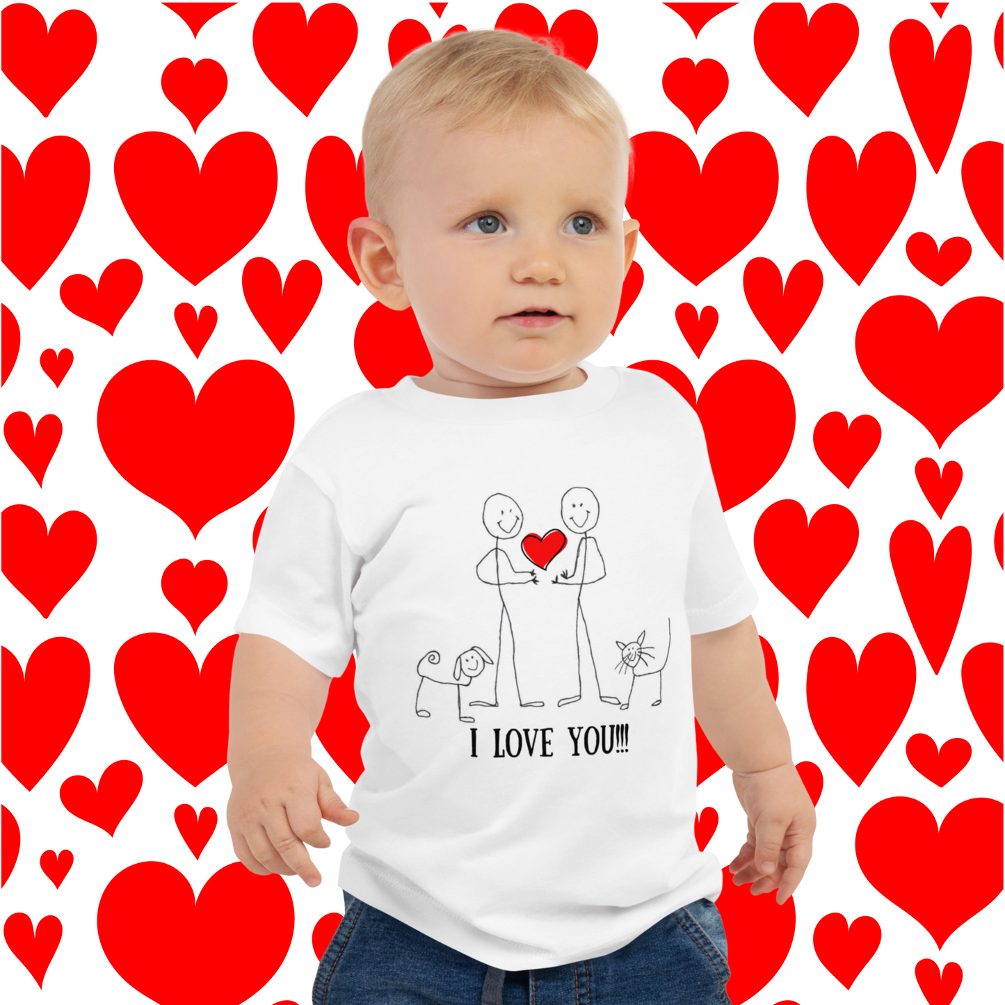 "I Love You" Valentine Baby Jersey Short Sleeve Unisex Tee