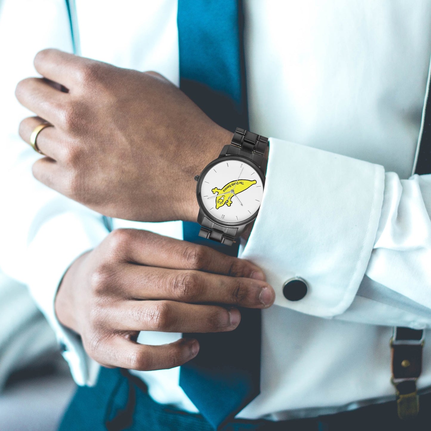 The Classic DUMB BANANA Stainless Steel Quartz Unisex Watch with Indicators & Folding Clasp