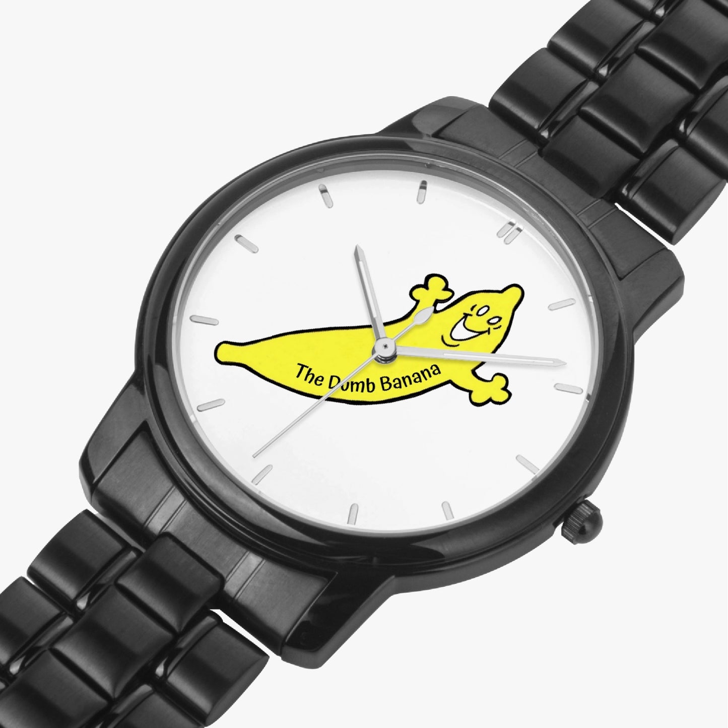 The Classic DUMB BANANA Stainless Steel Quartz Unisex Watch with Indicators & Folding Clasp