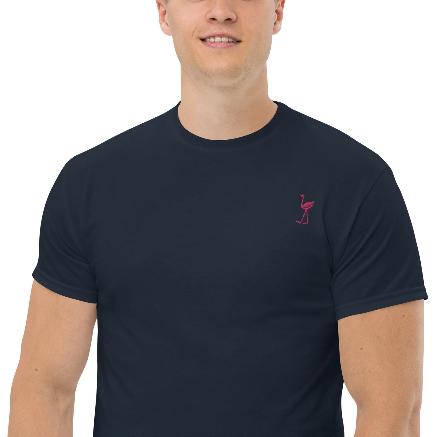 PINK FLAMINGO Embroidery Short Sleeve T-Shirt - You'll feel like a flamingo in this fabulous shirt!!!