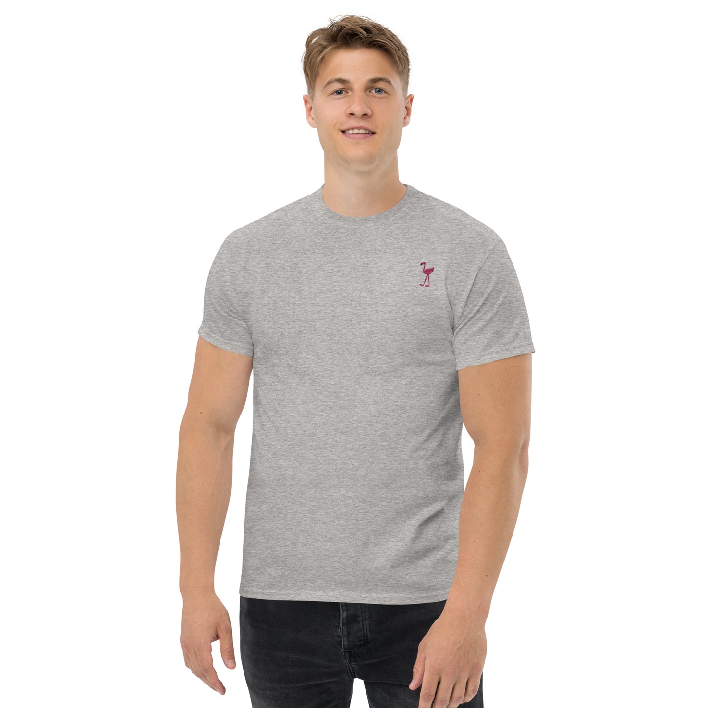 PINK FLAMINGO Embroidery Short Sleeve T-Shirt - You'll feel like a flamingo in this fabulous shirt!!!