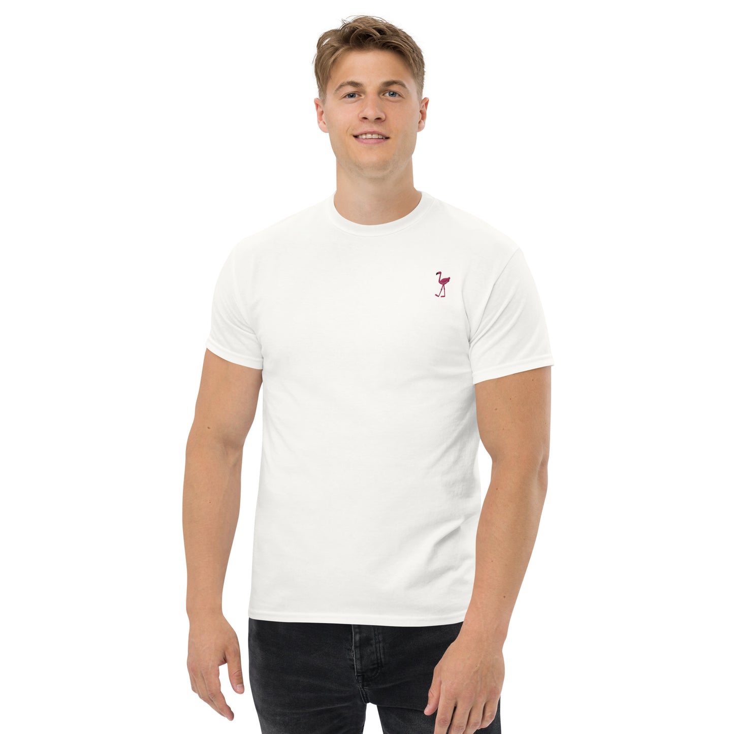 PINK FLAMINGO Embroidery Short Sleeve T-Shirt - You'll feel like a flamingo in this fabulous shirt!!!