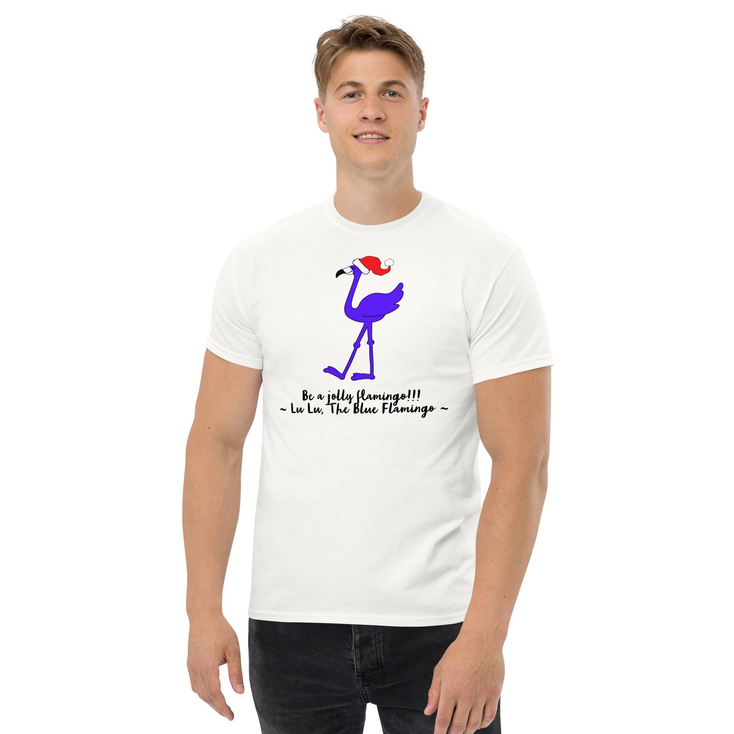 Lu Lu's "Jolly Flamingo" Christmas Men's Classic Tee - It's cool to be a jolly flamingo!!!