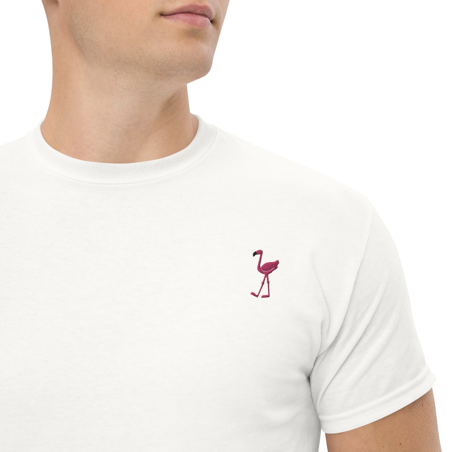 PINK FLAMINGO Embroidery Short Sleeve T-Shirt - You'll feel like a flamingo in this fabulous shirt!!!