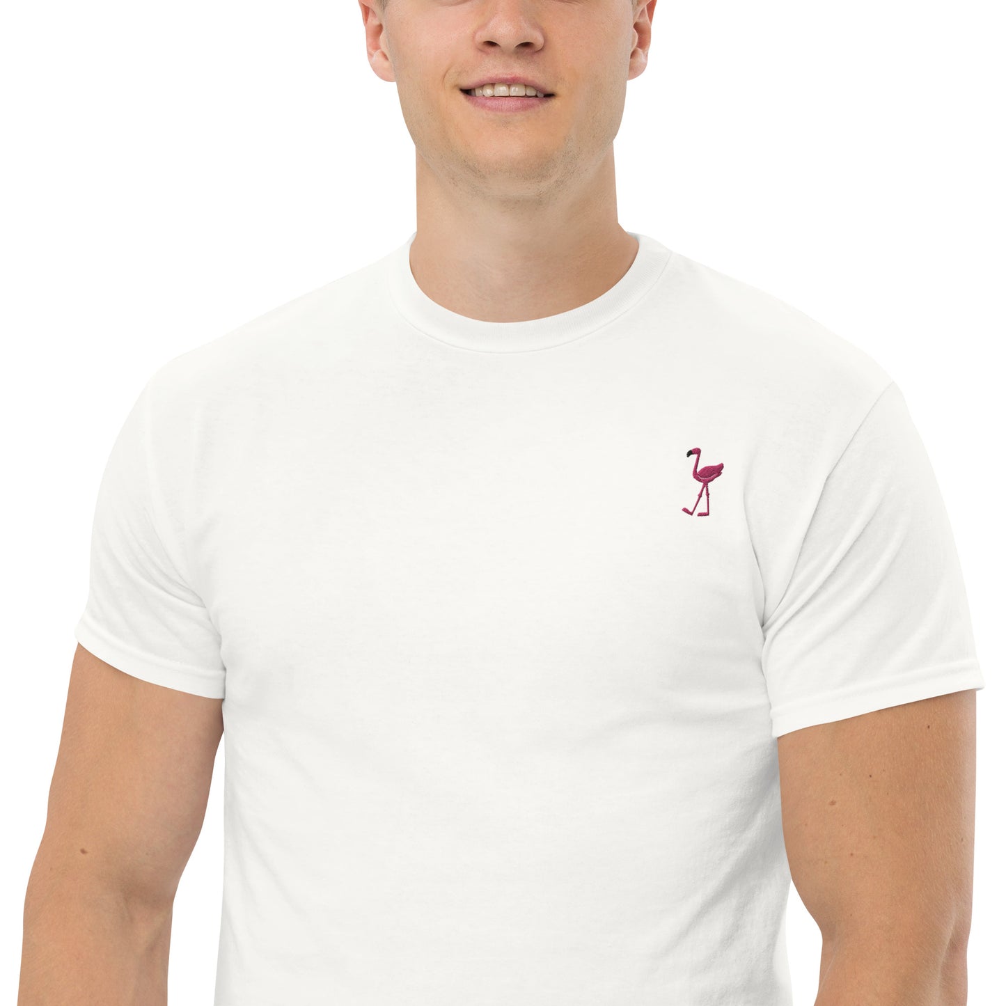 PINK FLAMINGO Embroidery Short Sleeve T-Shirt - You'll feel like a flamingo in this fabulous shirt!!!
