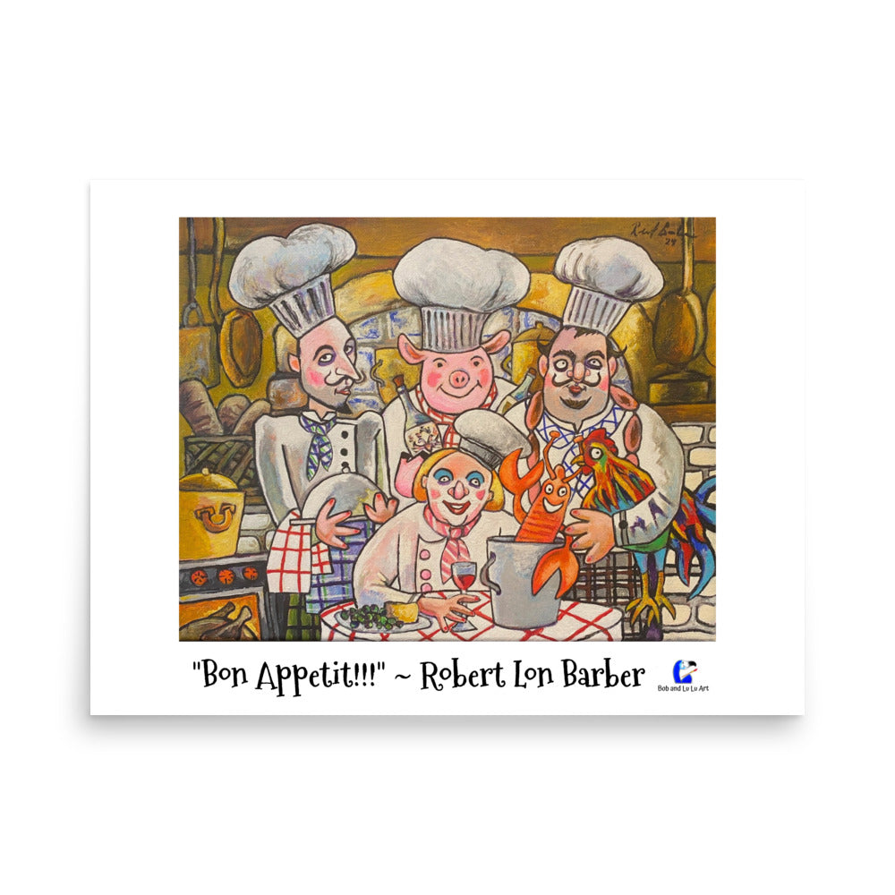 "Bon Appetit!!!" Poster Print - Celebrating the Art of fine French Cooking with Chef Oink!!!