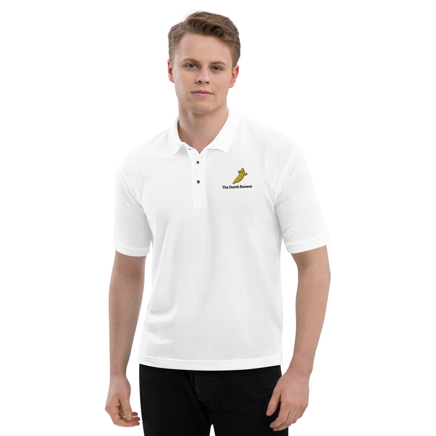 THE DUMB BANANA Men's Premium Polo Embroidery Shirt - What a banana of a polo!!!
