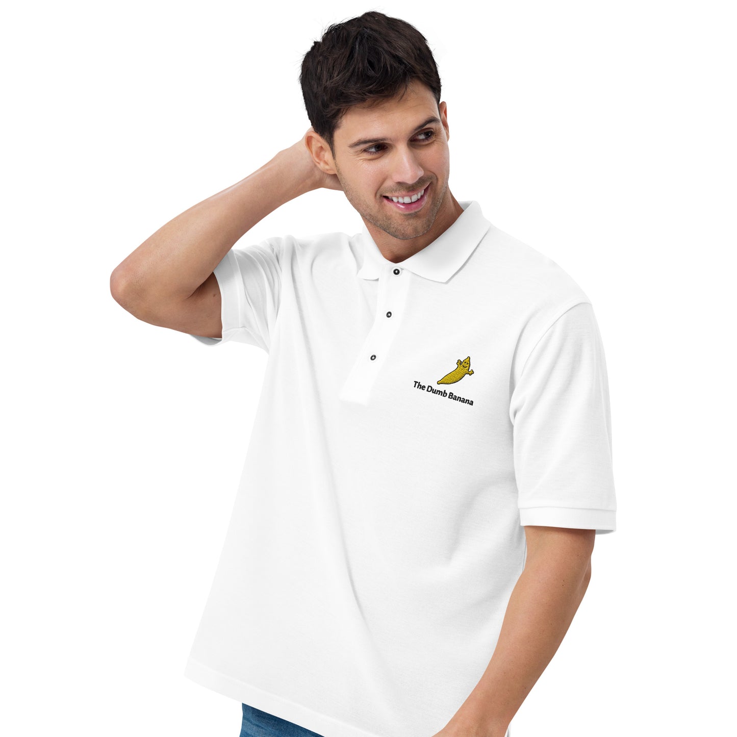 THE DUMB BANANA Men's Premium Polo Embroidery Shirt - What a banana of a polo!!!