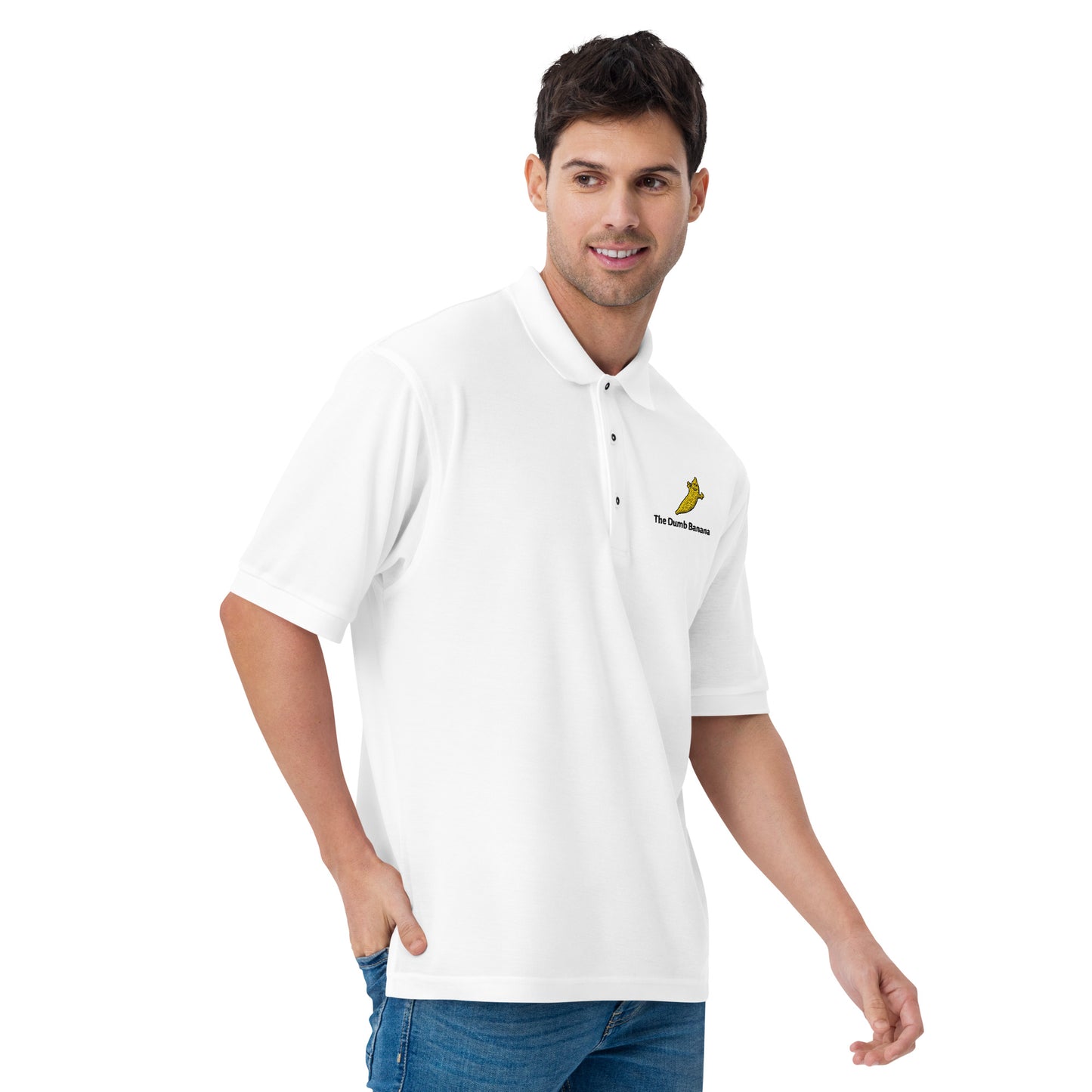 THE DUMB BANANA Men's Premium Polo Embroidery Shirt - What a banana of a polo!!!