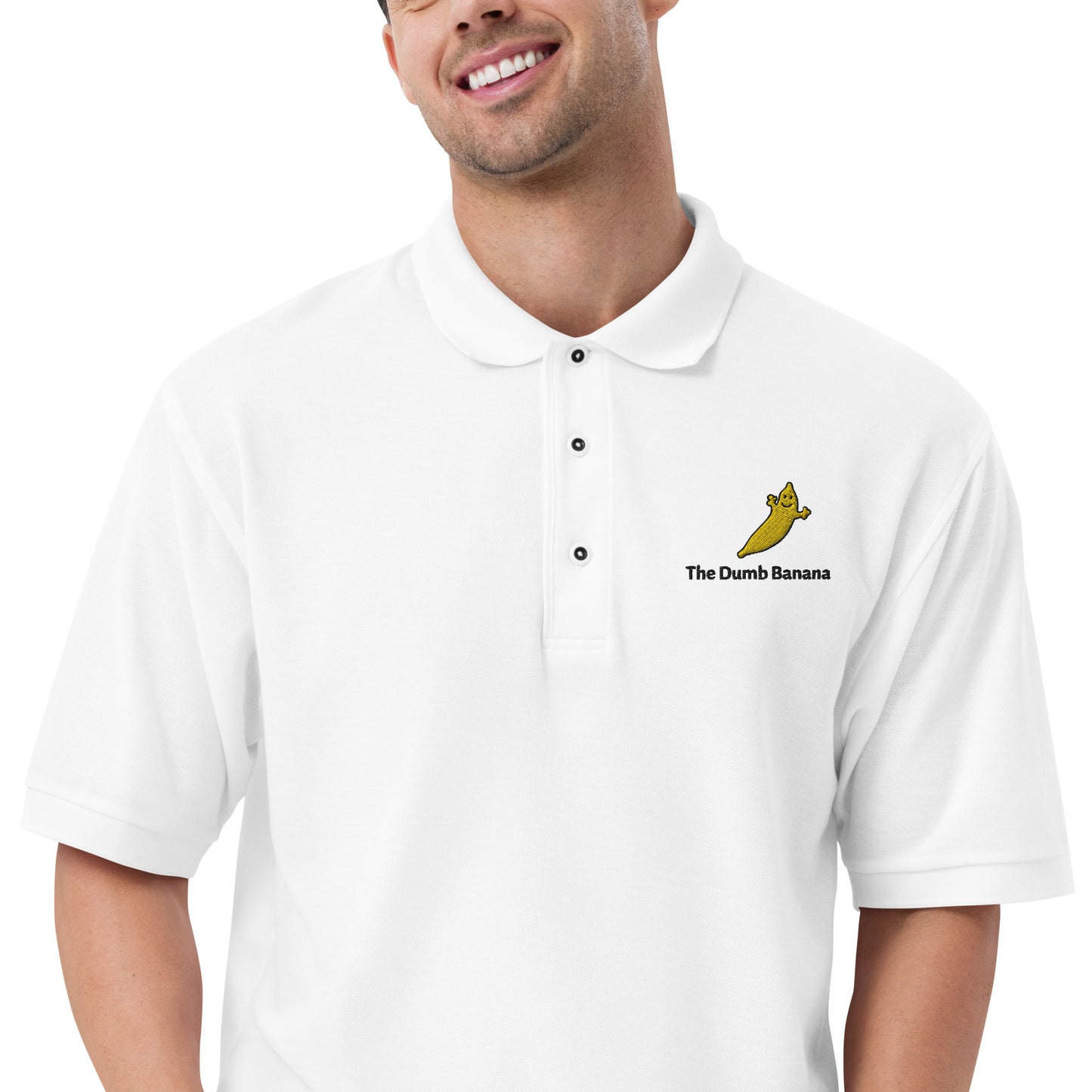 THE DUMB BANANA Men's Premium Polo Embroidery Shirt - What a banana of a polo!!!