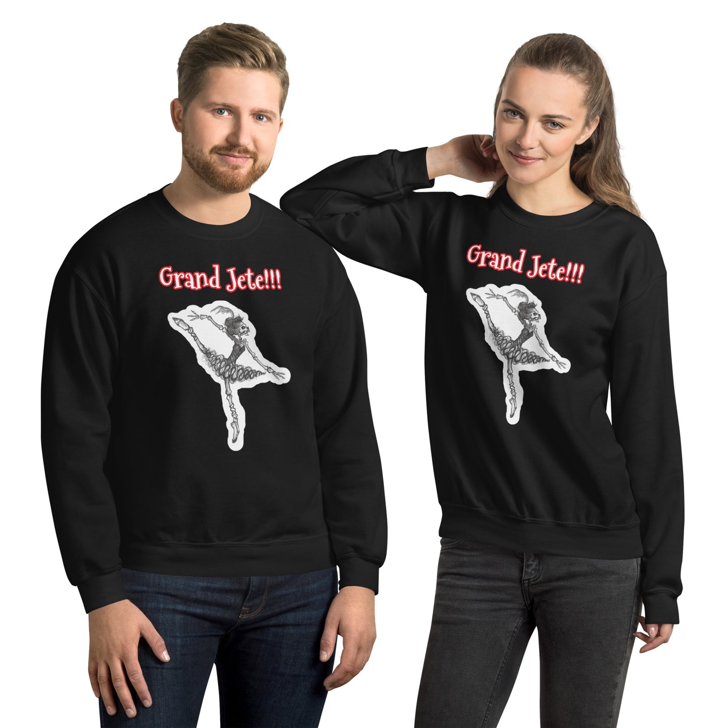 Halloween Skeleton "Grand Jete" Unisex Crew Neck Style Sweatshirts for Men & Women for Halloween and everyday!!!