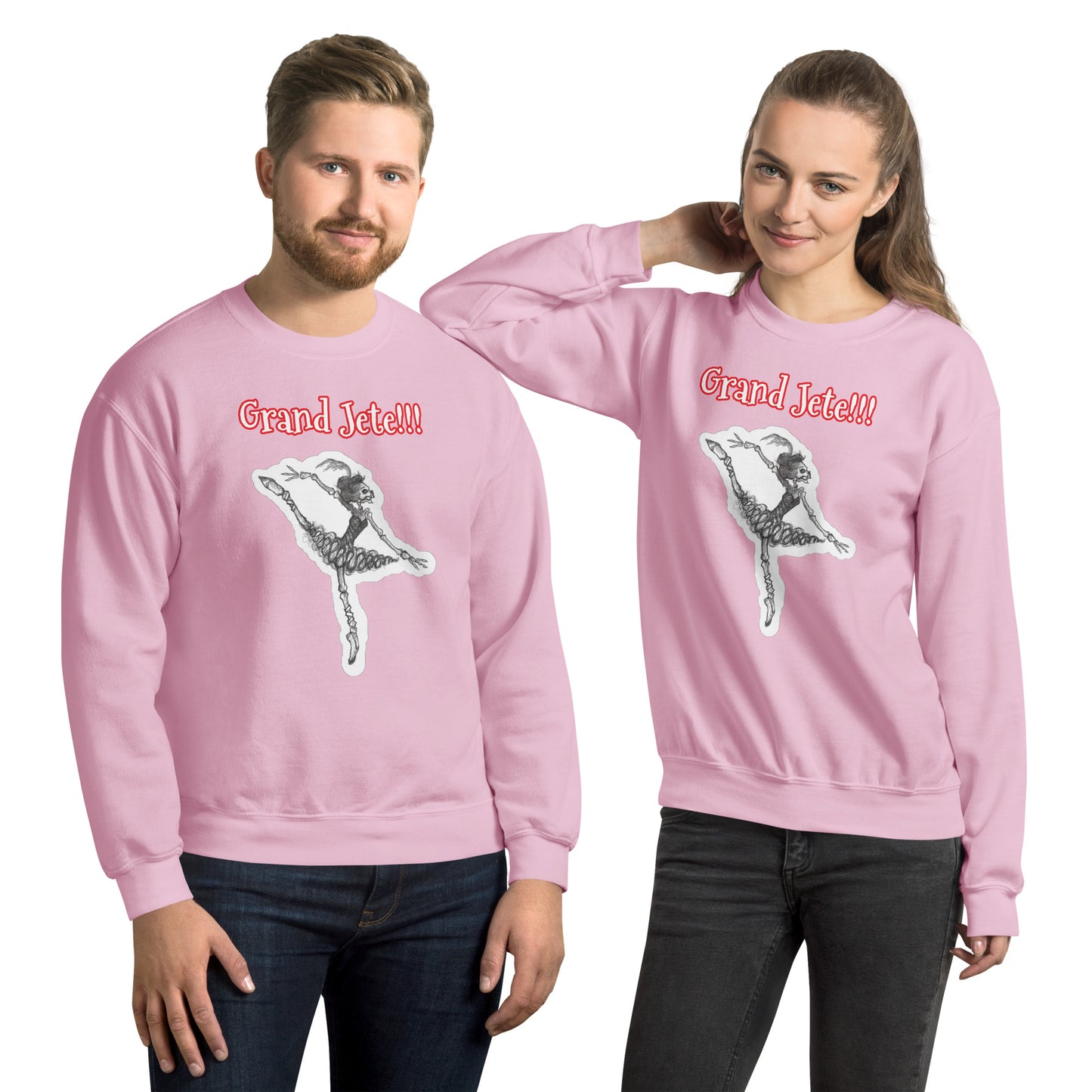Halloween Skeleton "Grand Jete" Unisex Crew Neck Style Sweatshirts for Men & Women for Halloween and everyday!!!