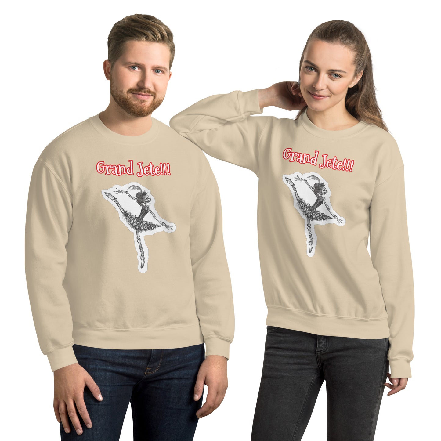 Halloween Skeleton "Grand Jete" Unisex Crew Neck Style Sweatshirts for Men & Women for Halloween and everyday!!!