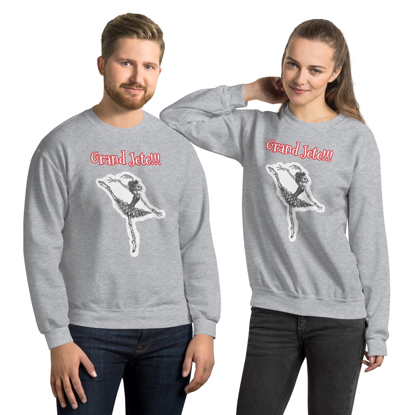 Halloween Skeleton "Grand Jete" Unisex Crew Neck Style Sweatshirts for Men & Women for Halloween and everyday!!!