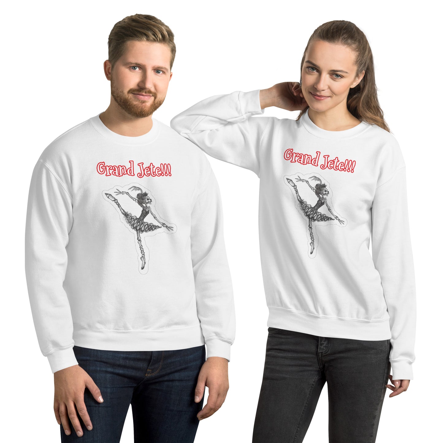 Halloween Skeleton "Grand Jete" Unisex Crew Neck Style Sweatshirts for Men & Women for Halloween and everyday!!!