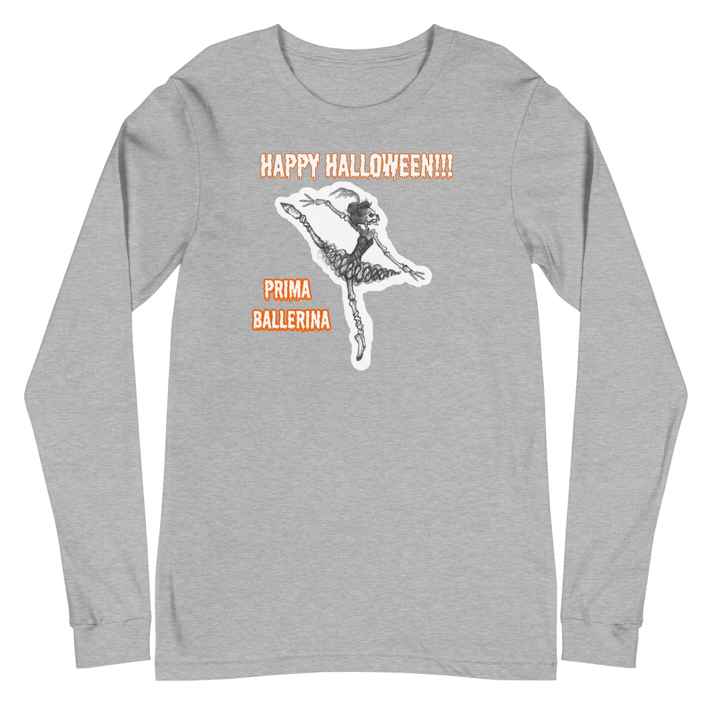 Skeleton "Prima Ballerina" Unisex Long Sleeve Crew Neck T-shirt for Men & Women