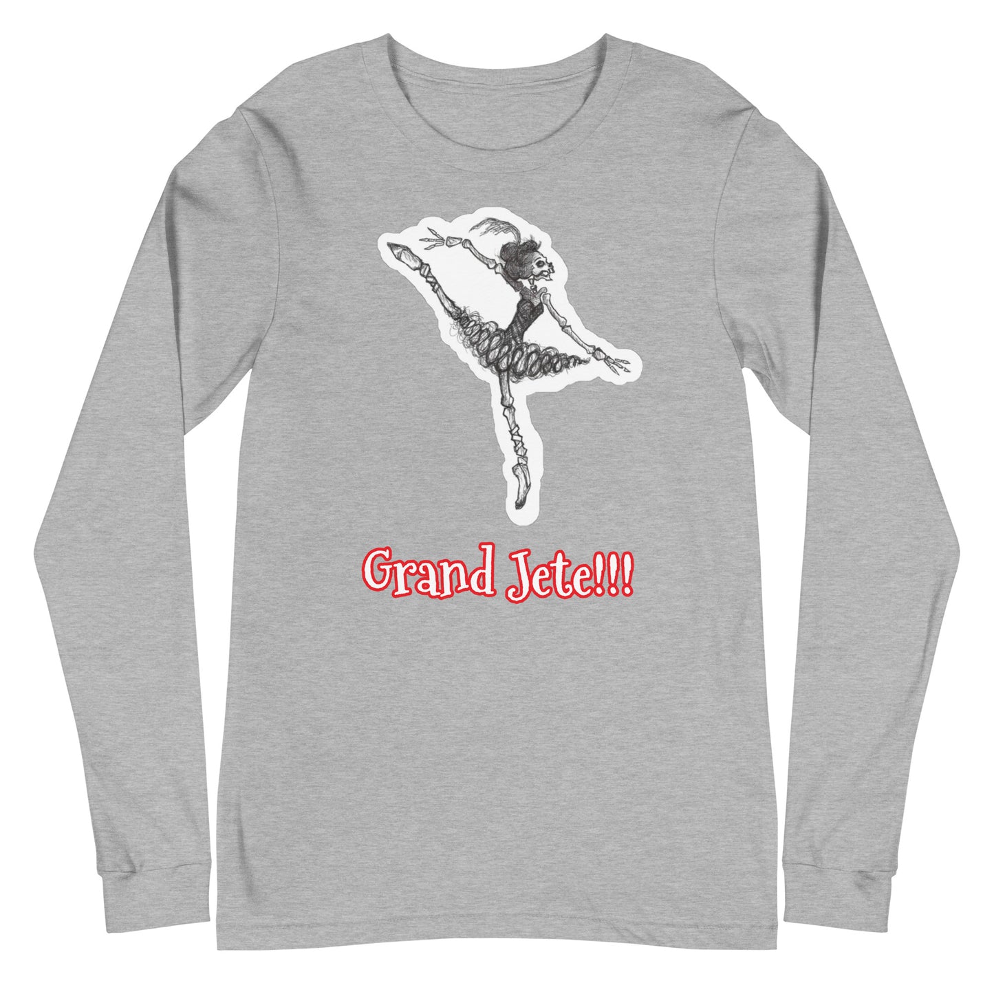 Halloween Skeleton "Grand Jete!!!" Ballet Unisex Crew Neck Long Sleeve T-Shirt for Men & Women