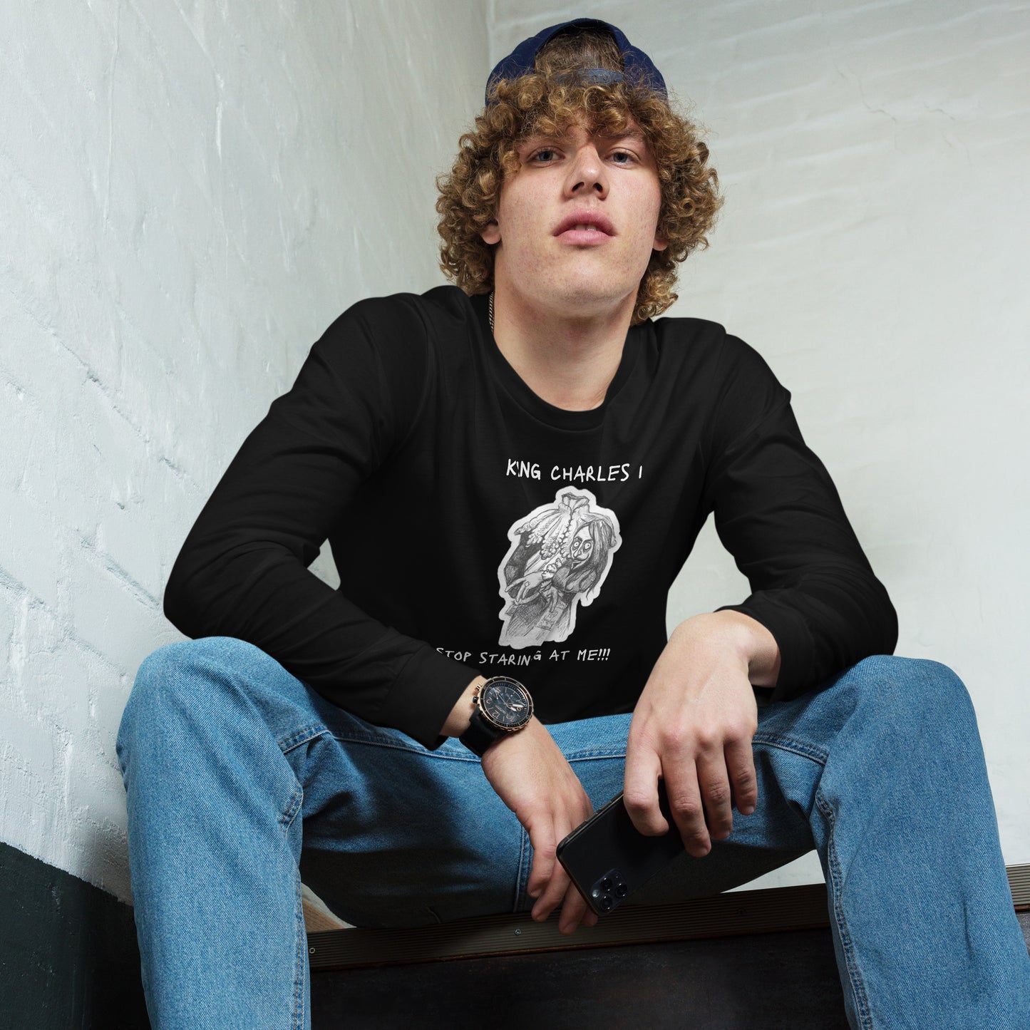 Headless King Charles 1 - "Stop staring at me!!!" Halloween Unisex Long Sleeve Regular Fit T-Shirt for Men & Women